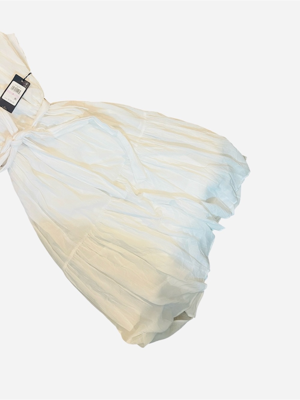 Lightweight White Gauze Dress with Tie Waist - Picture 4 of 7